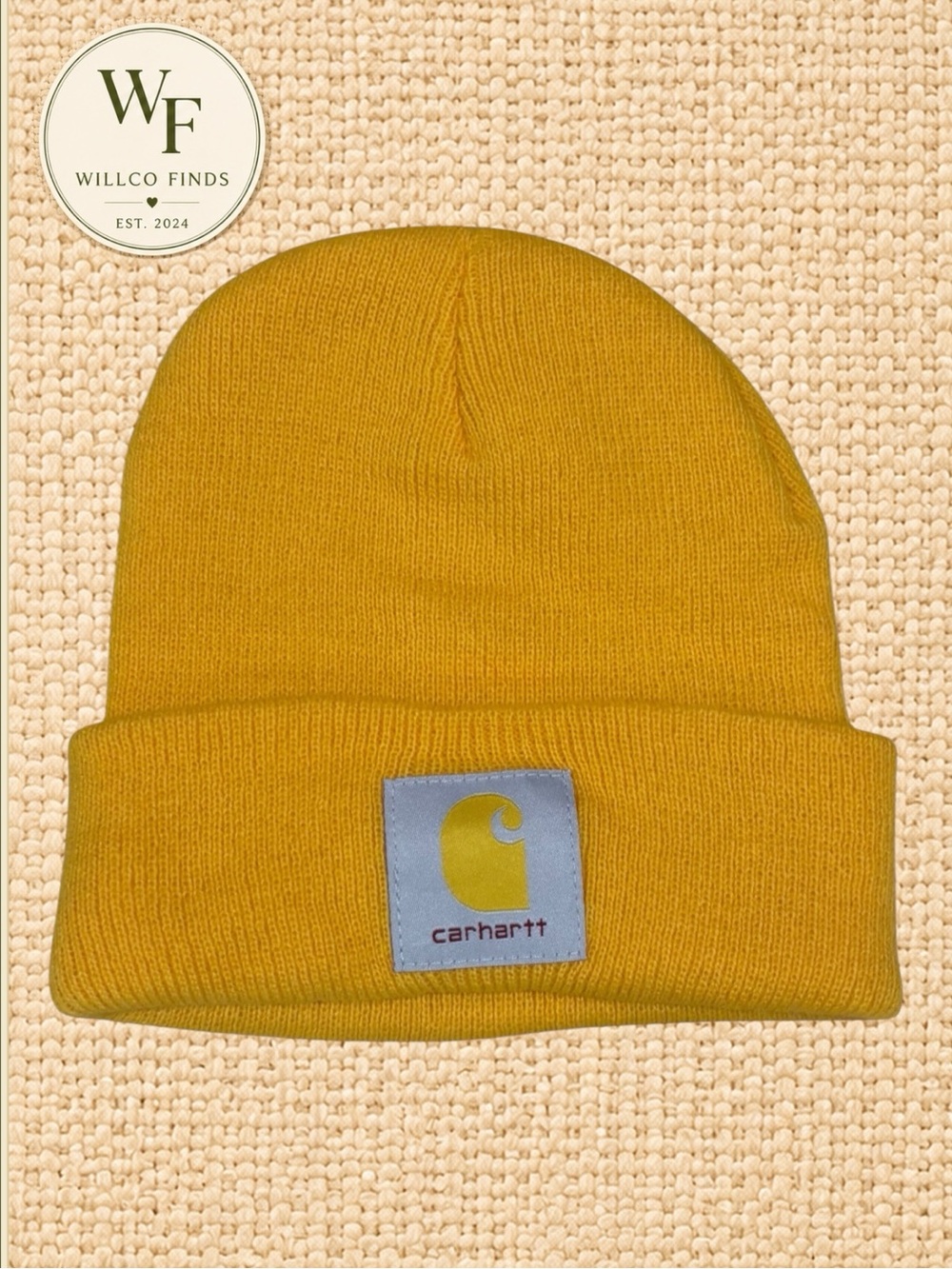 Carhartt Kids Yellow Knit Cuffed Beanie Logo Winter Hat